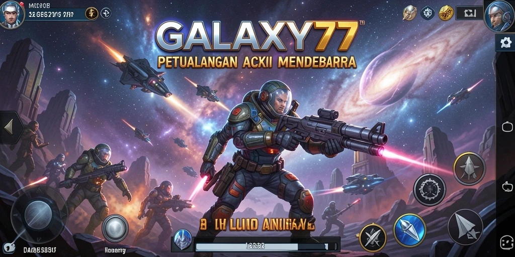 Tampilan gameplay GALAXY77 yang penuh aksi luar angkasa