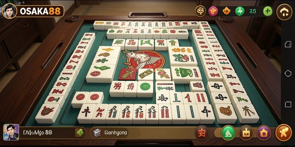 Tangkapan layar gameplay OSAKA88 menampilkan tantangan Mahjong yang mengasyikkan.
