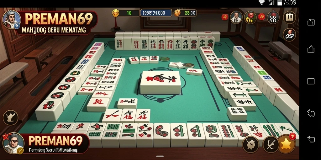 Tampilan gameplay Mahjong seru dalam PREMAN69 dengan desain yang menarik.