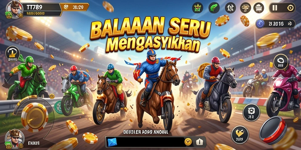 Tampilan gameplay seru di TT789 menampilkan aksi balapan yang mendebarkan.