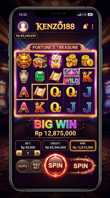 Tampilan antarmuka pengguna aplikasi kenzo188 yang menarik.